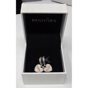 Pandora Mother Daughter Dangle Charm Set 925 ALE Pink Enamel Hearts Beads